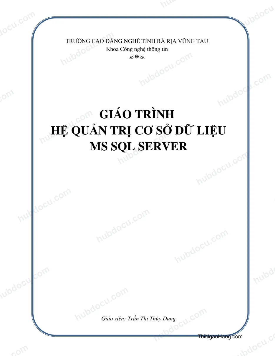 Giáo trình hệ quản trị cơ sở dữ liệu MS SQL server
