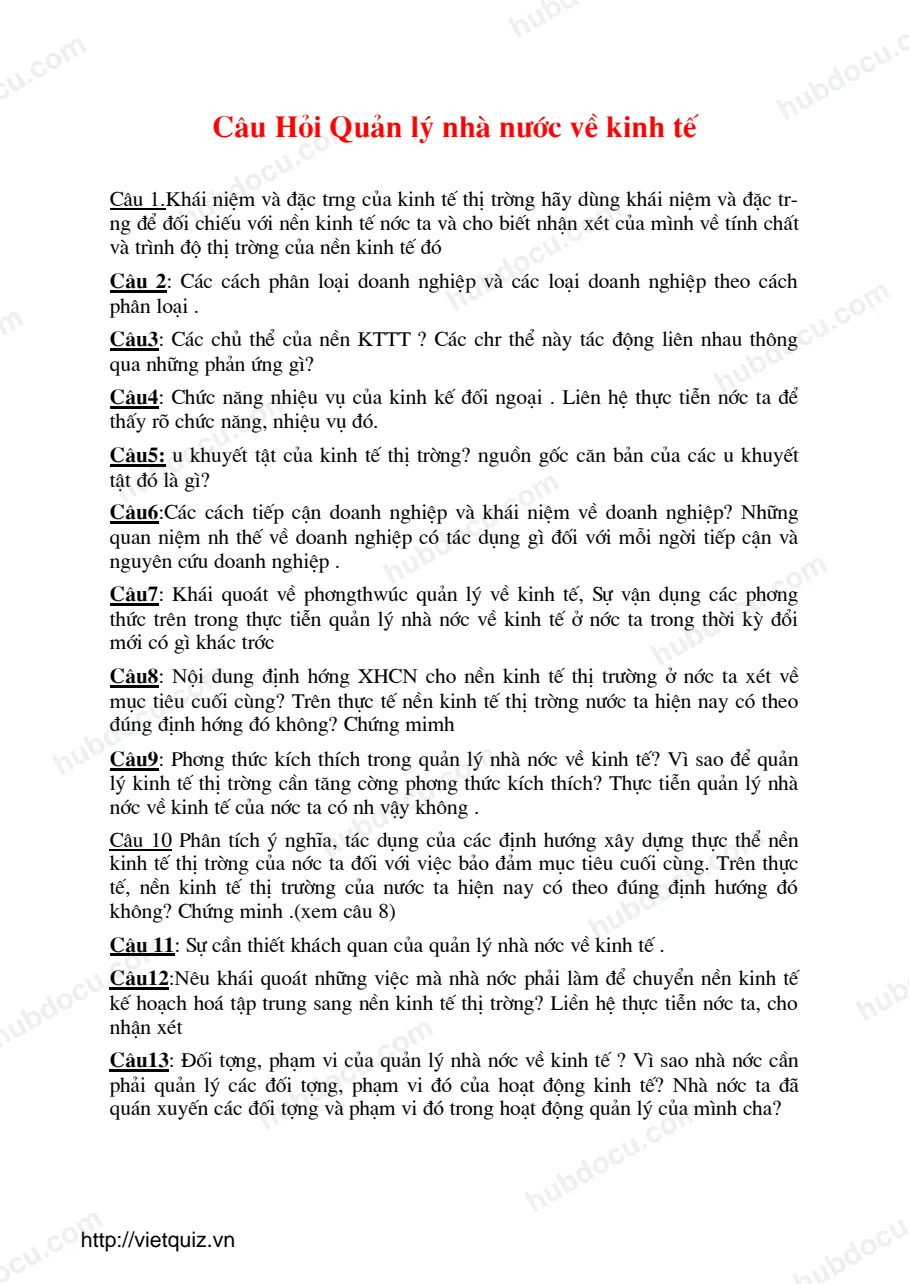 Câu hỏi Quản lý Nhà nước - Ôn thi BHXH (phần Kiến thức chung)