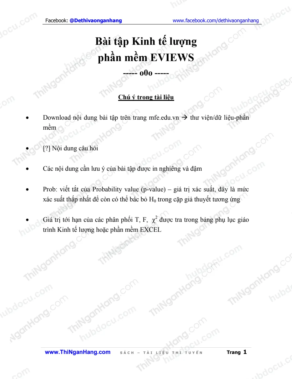 Giải bài tập Eviews 2011