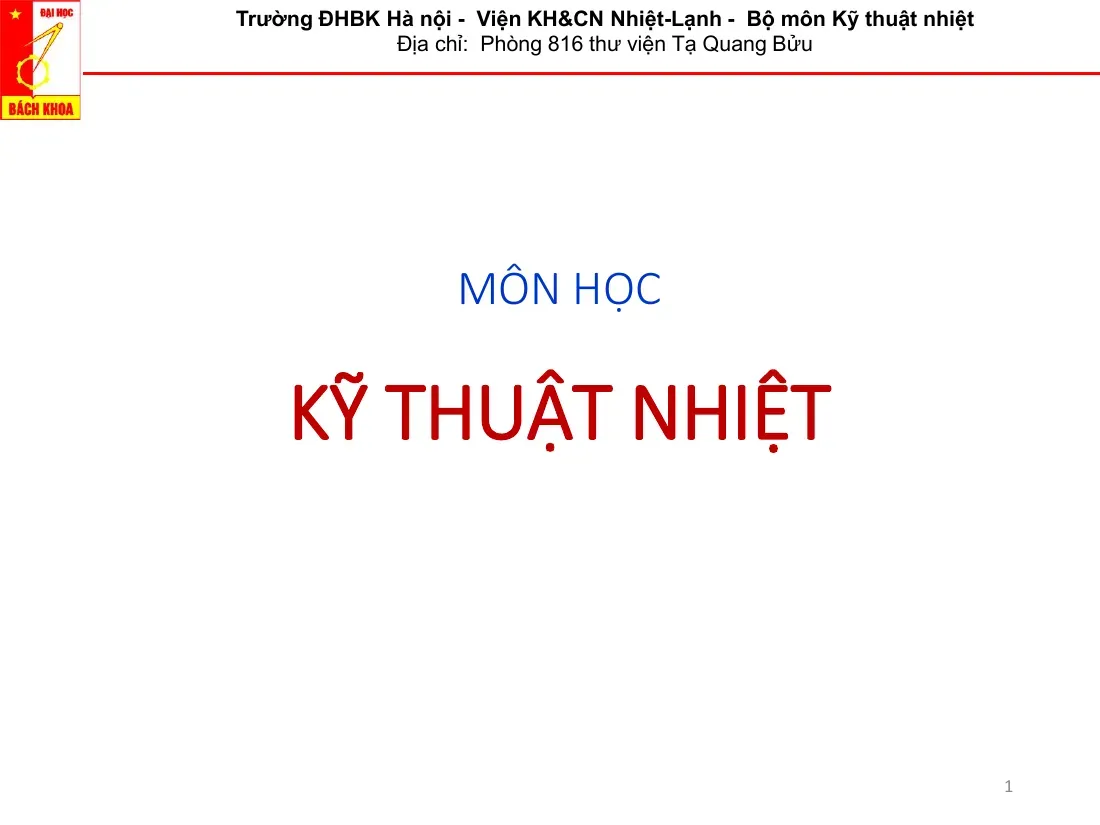 Kỹ thuật nhiệt (Chương 1 Các khái niệm cơ bản)