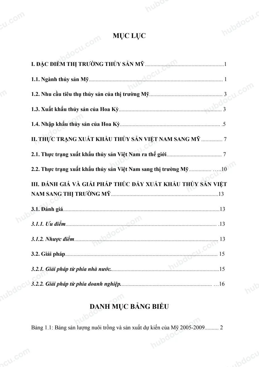 Luận văn - Thực trạng xuất khẩu hàng thủy sản của Việt Nam sang thị trường Mĩ