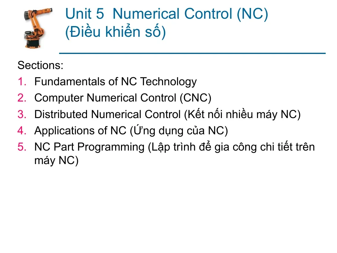 Numerical Control (NC) (Unit 5) (Điều khiển số)