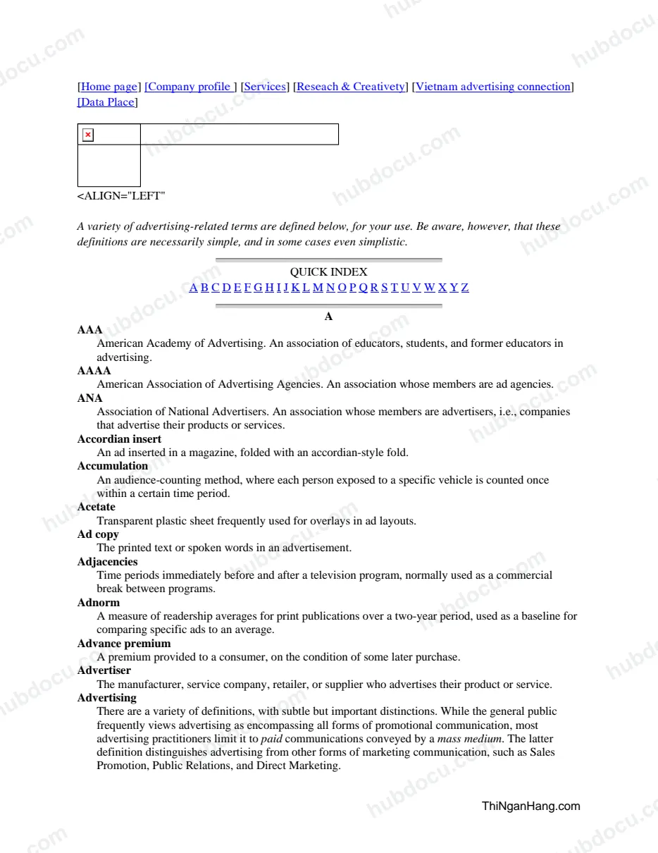 Thuật ngữ quảng cáo