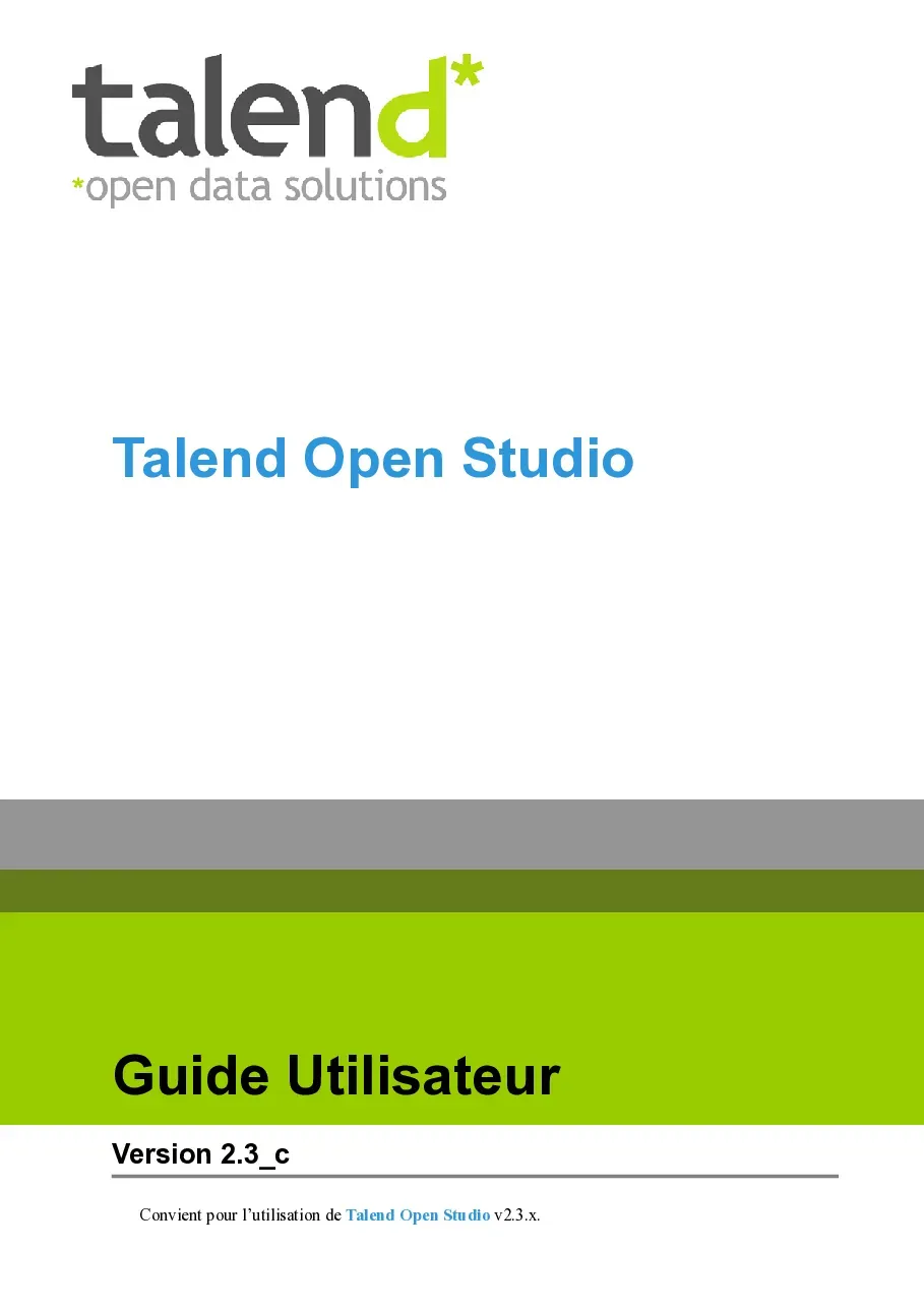 Hướng dẫn sử dụng Talend Open Studio 2.3 bằng Tiếng Pháp