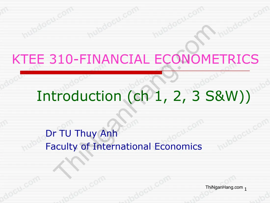Slide Kinh tế lượng: Lecture 1 - Introduction