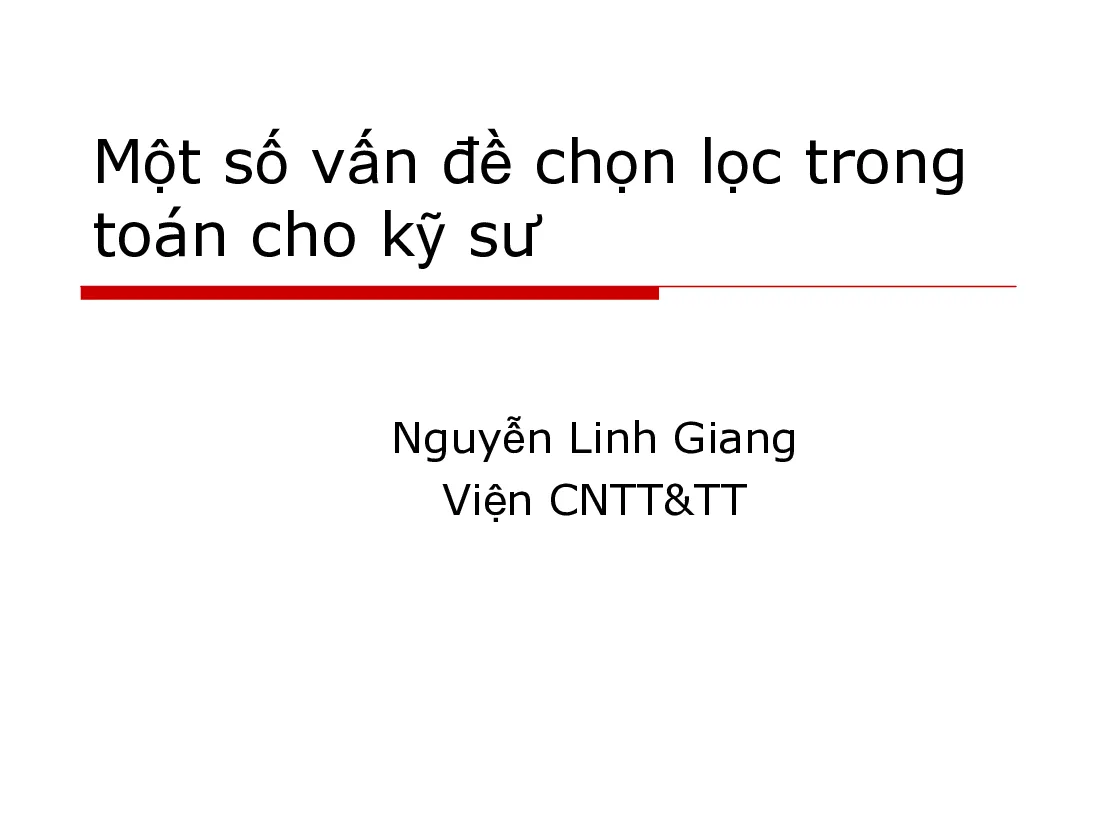 Toán chuyên đề - Probability and statistics vietnamese 2011 SV01 - (HUST) GV. Nguyễn Linh Giang