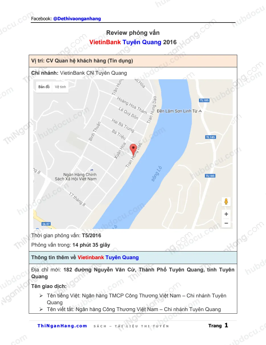 Review phỏng vấn Vietinbank Tuyên Quang (Vị trí Quan hệ khách hàng)