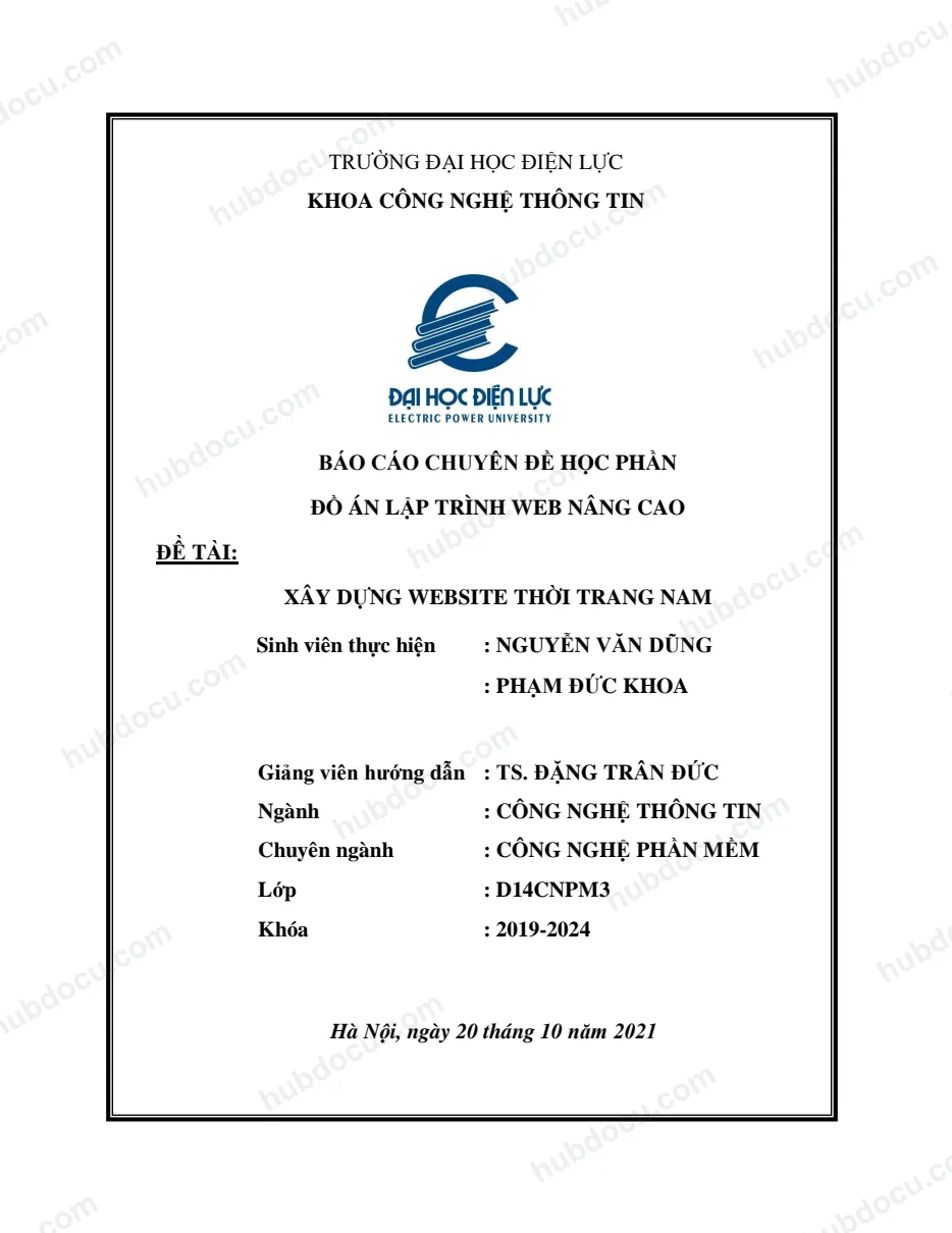 Đồ án - Xây dựng website nâng cao, cửa hàng quần áo thời trang Nam