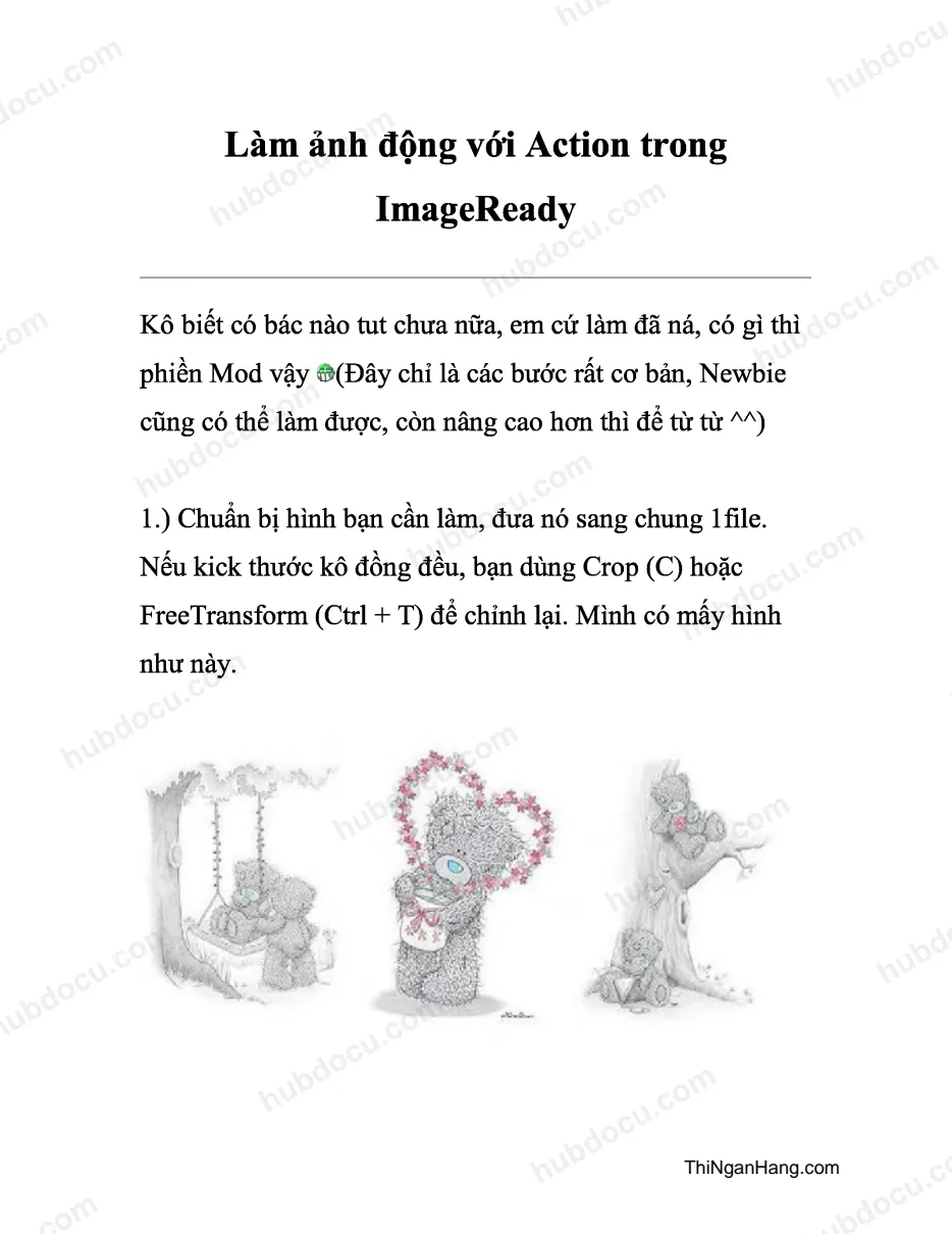 Làm ảnh động với Action trong ImageReady