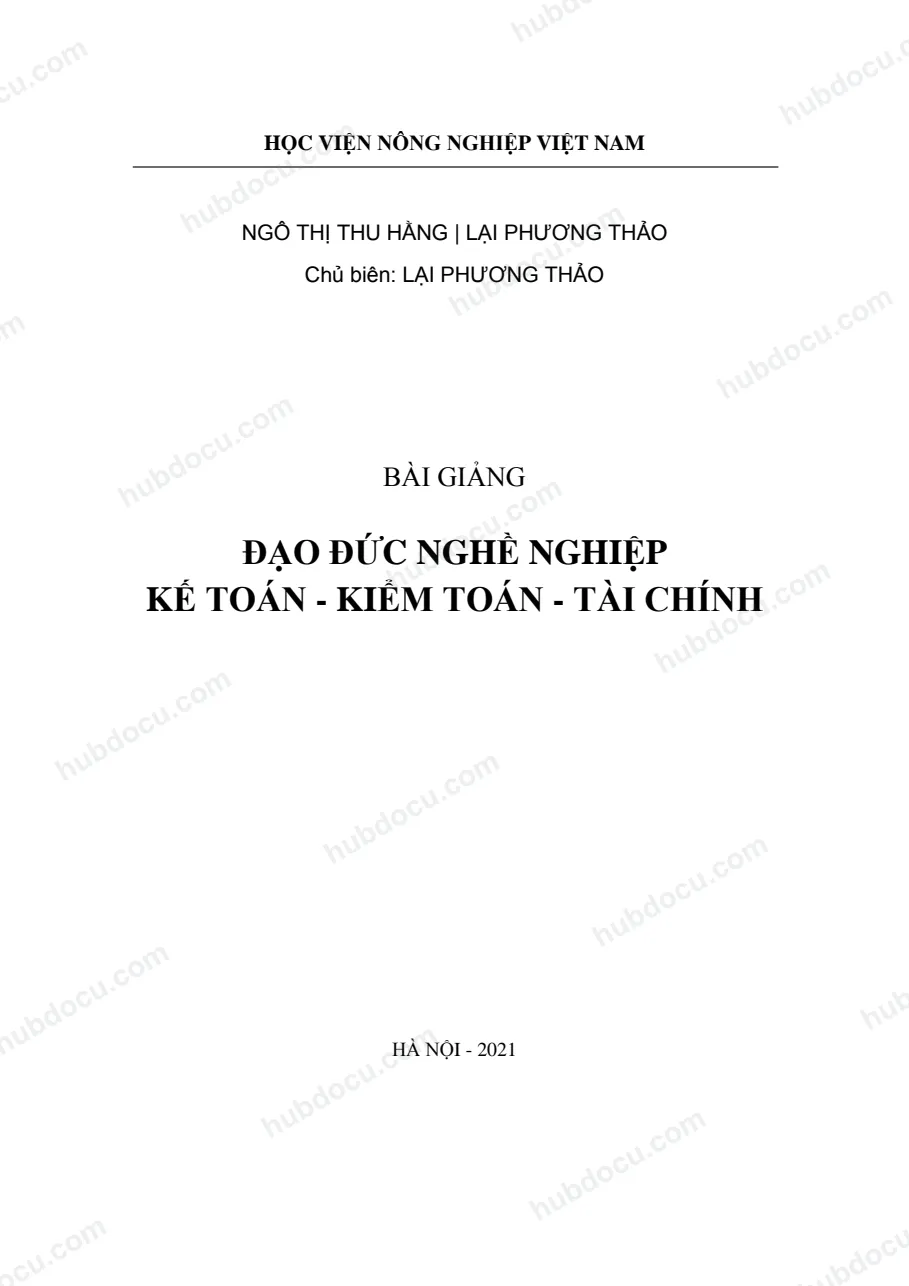 Bài giảng đạo đức nghề nghiệp kế toán - kiểm toán - tài chính
