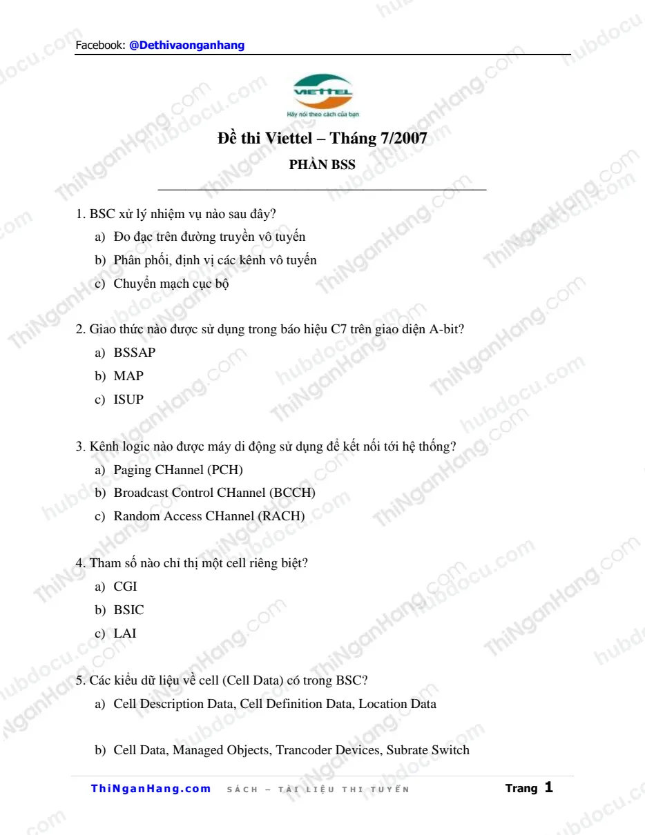 Đề thi Viettel T7-2007 (Phần thi BSS)