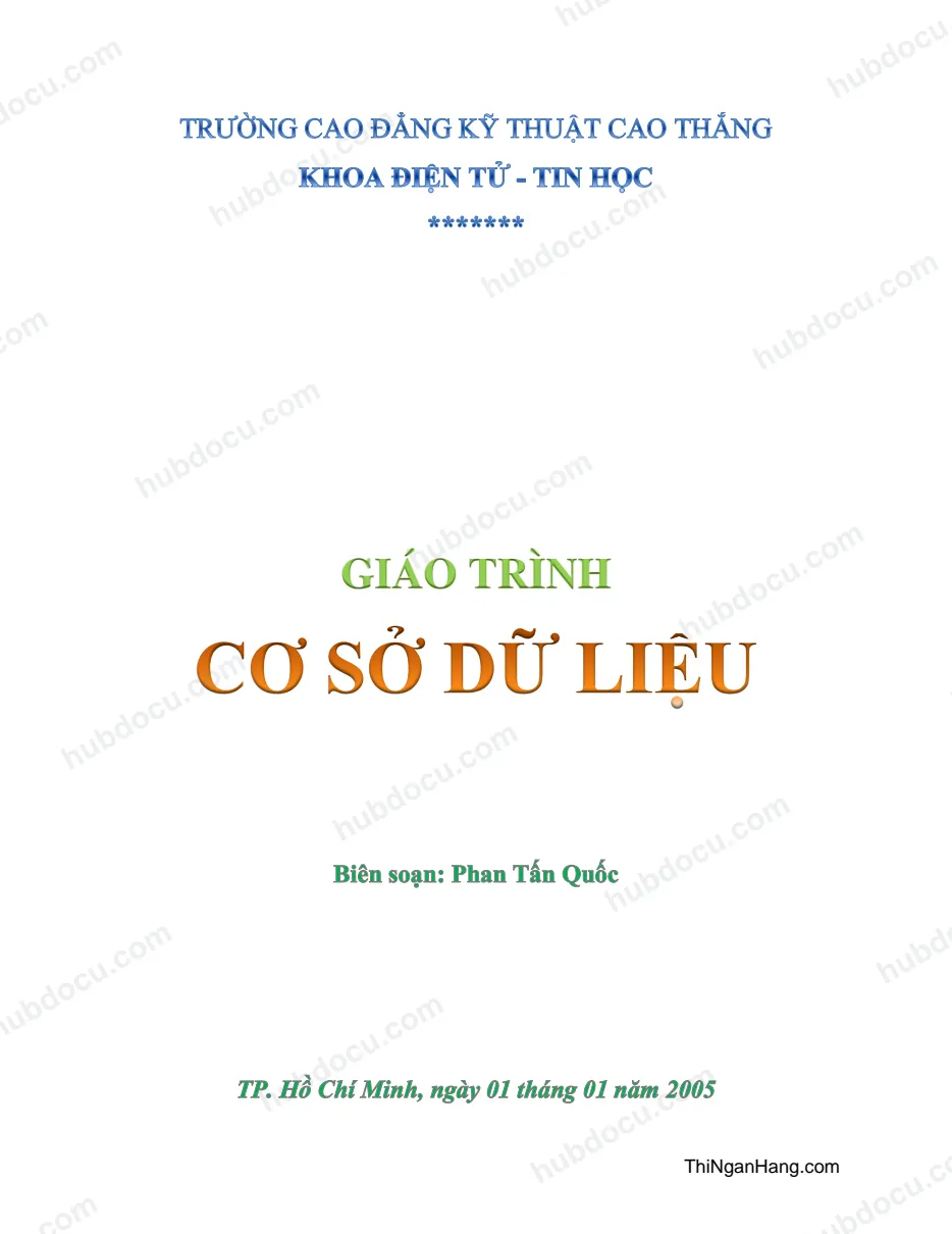 Giáo trình cơ sở dữ liệu - Trường CĐ Kỹ thuật Cao Thắng