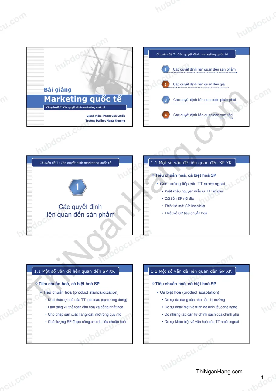 Slide Marketing quốc tế chương 7: Các quyết định marketing quốc tế
