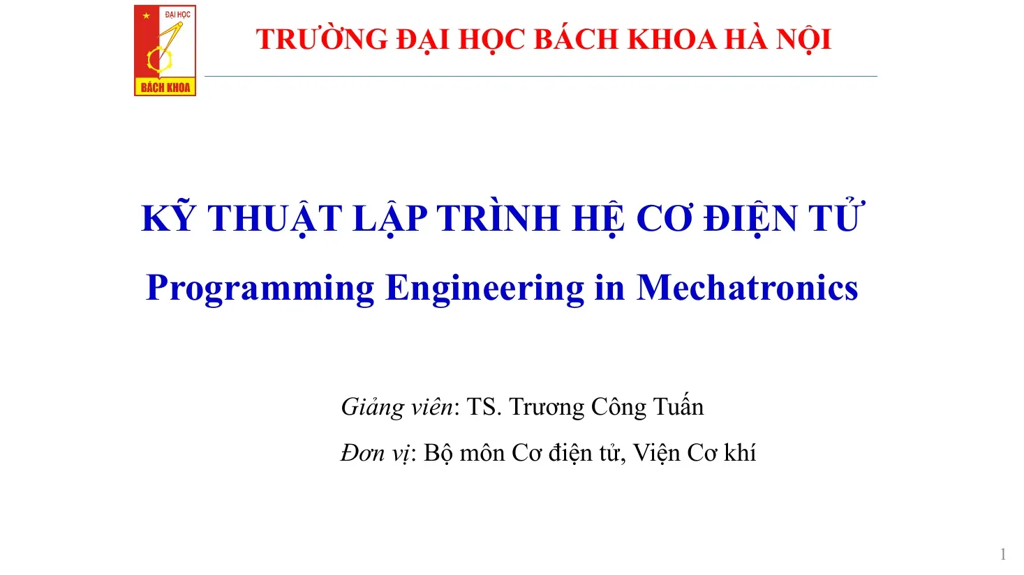 Kỹ thuật lập trình hệ cơ điện tử (6) - Trương Công Tuấn