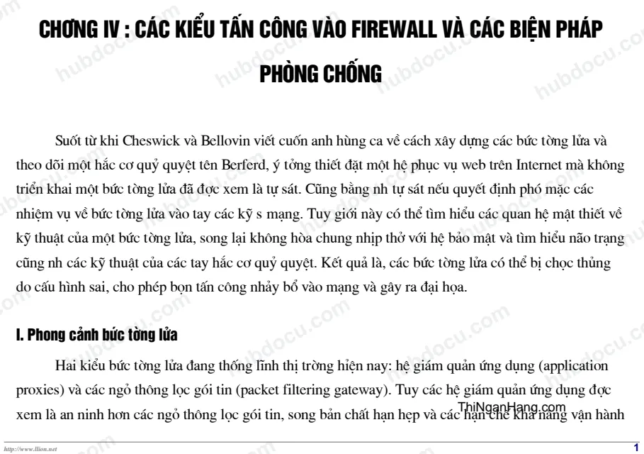 Các kiểu tấn công và Firewall và biện pháp phòng chống