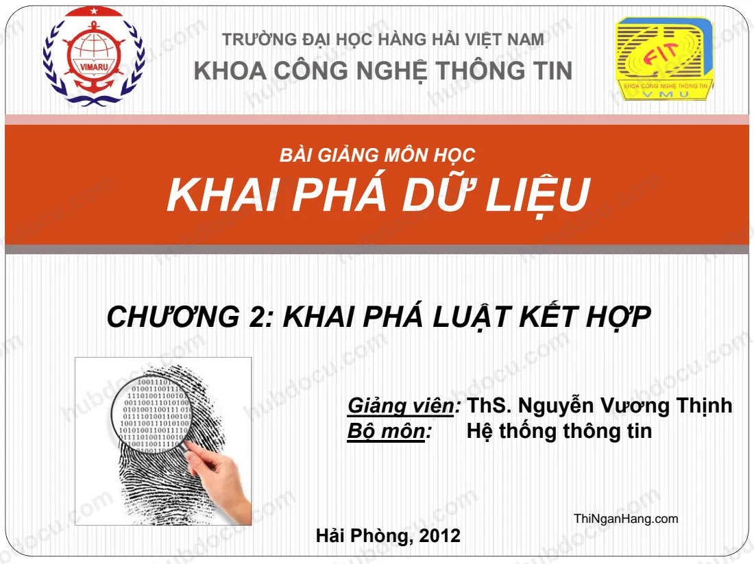 Bài giảng Khai phá dữ liệu - C2. Khai phá luật kết hợp