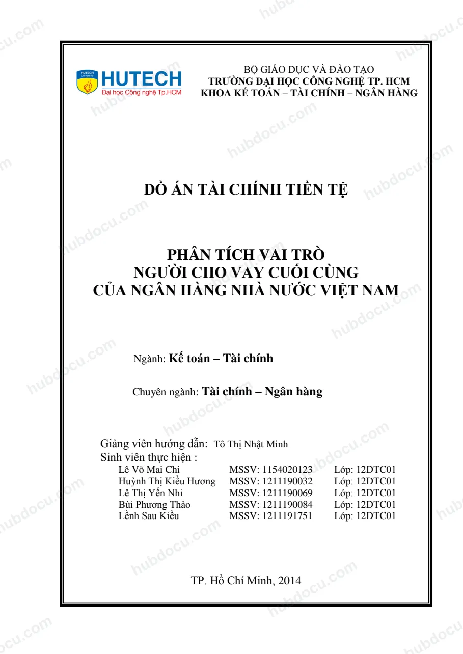 Phân tích vai trò người cho vay cuối cùng của Ngân hàng Nhà nước