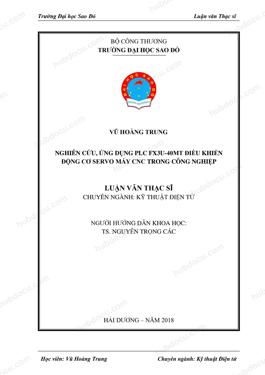 Luận văn thạc sĩ_ Nghiên cứu, ứng dụng PCL FX3U-40MT điều khiển động cơ Servo máy CNC trong công nghiệp