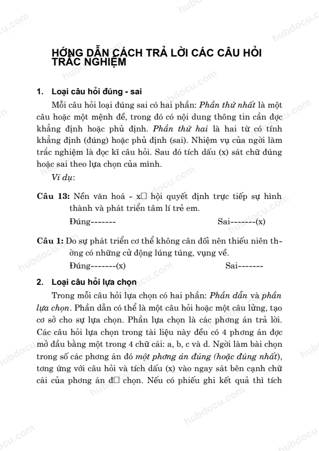 Trắc Nghiệm - Tâm Lý Học Lứa Tuổi Và Tâm Lý Học Sư Phạm