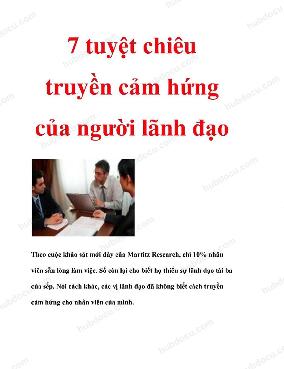 7 tuyệt chiêu truyền cảm hứng cho nhà lãnh đạo