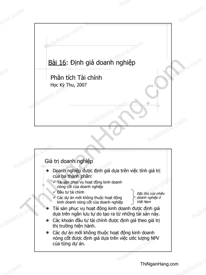 Slide 16. Định giá doanh nghiệp