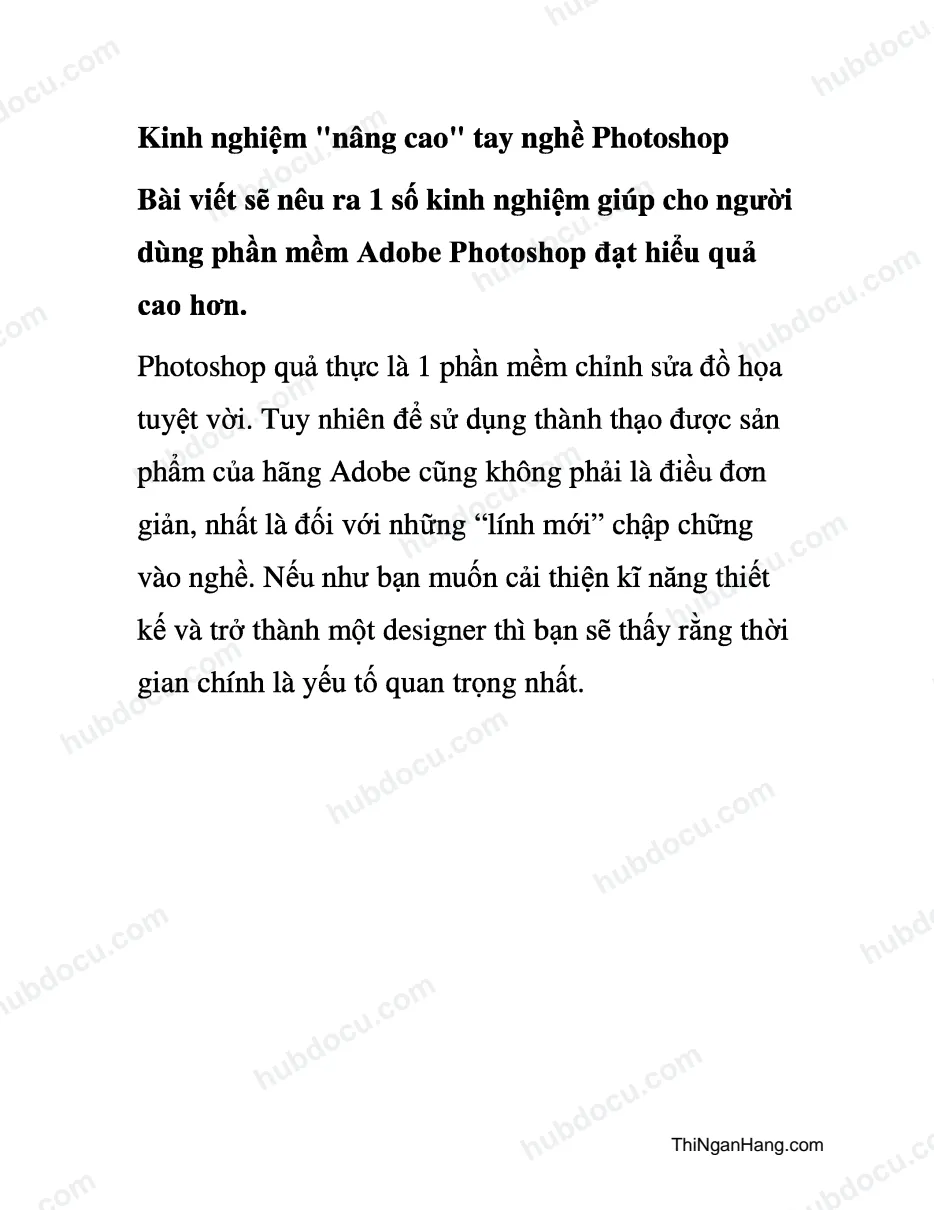 Kỉnh nghỉệm "nâng cao" tay nghề Photoshop