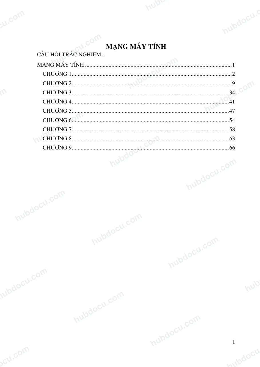 Đáp án Mạng máy tính
