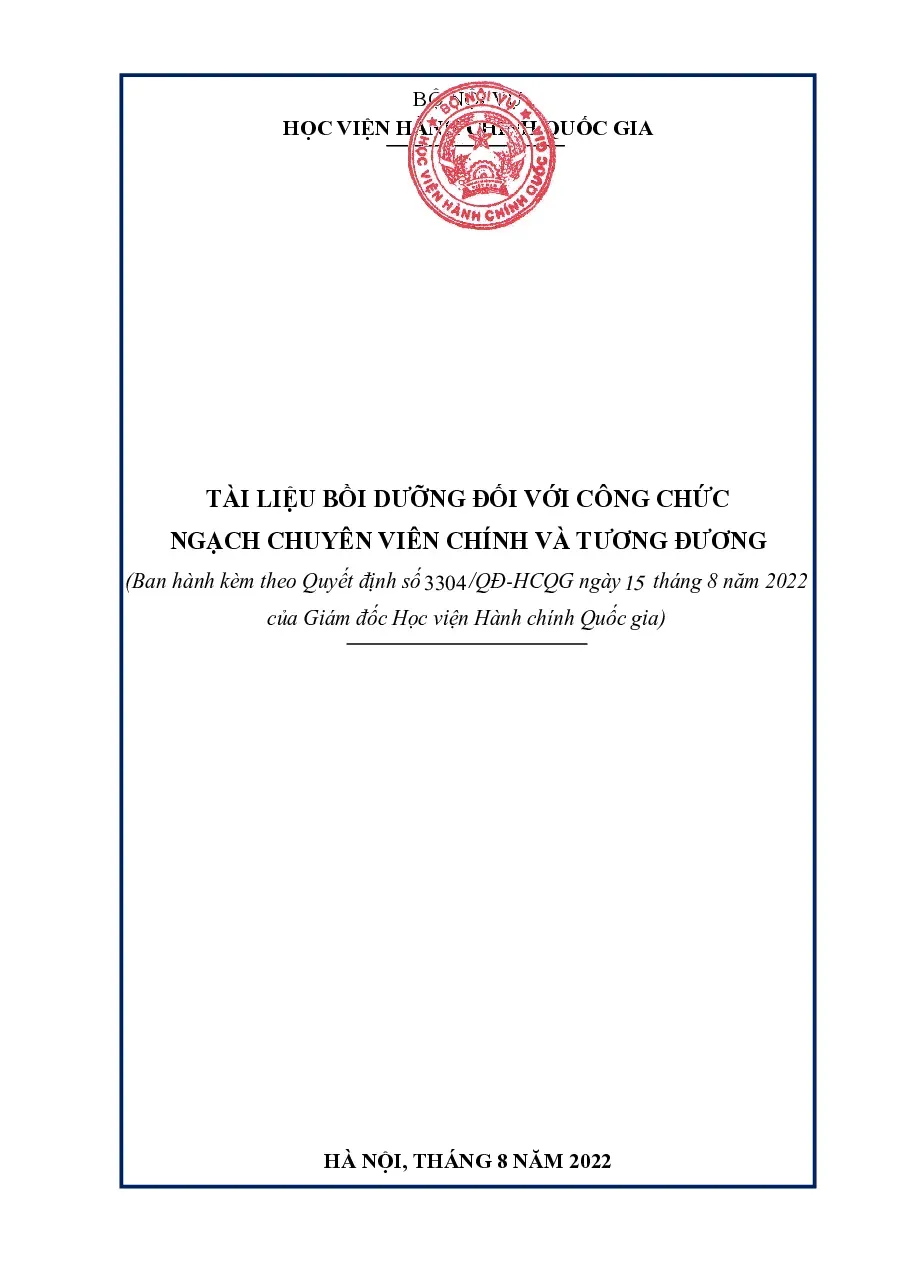 Tài liệu bồi dưỡng Công chức - Ngạch Chuyên viên chính và tương đương