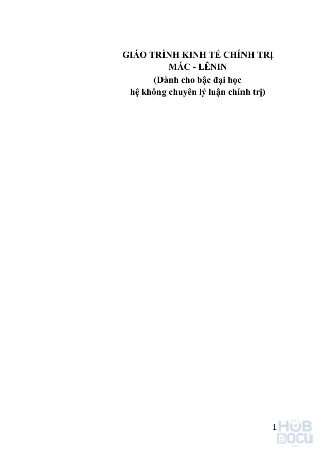 Giáo trình Kinh tế chính trị Mác Lenin - Bộ GD&ĐT