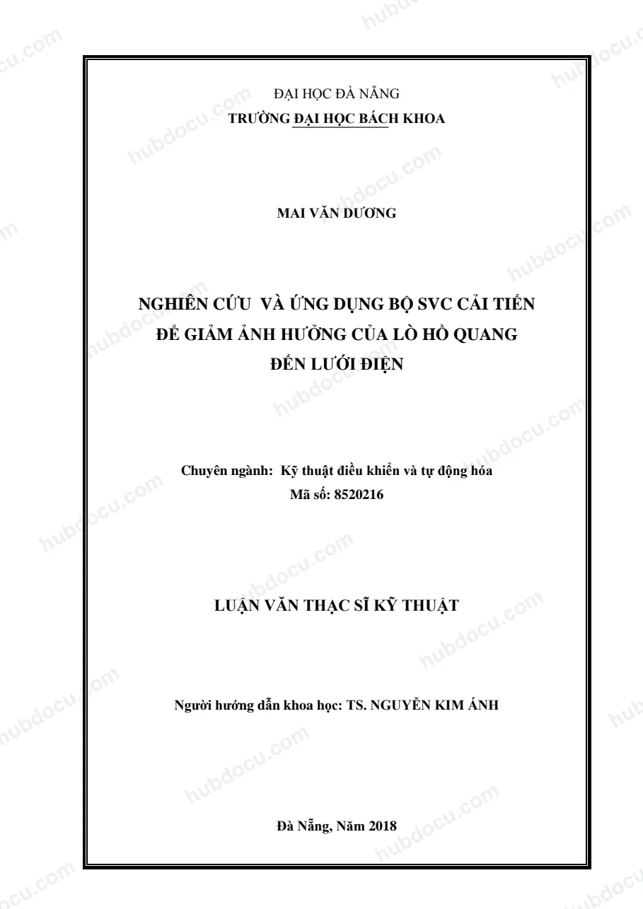 LVTS_ Nghiên cứu và ứng dụng bộ svc cải tiến để giảm ảnh hưởng cửa lò hồ quang đến lưới điện
