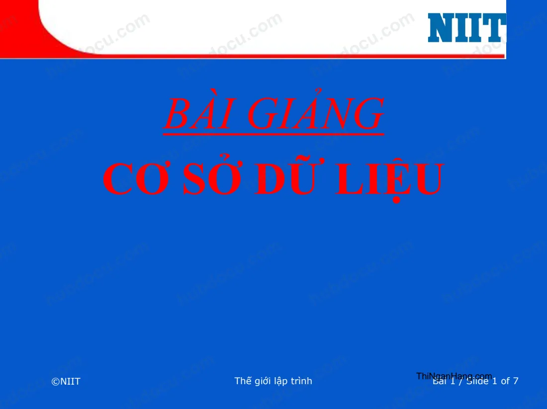 Bài giảng Cơ sở dữ liệu NIIT
