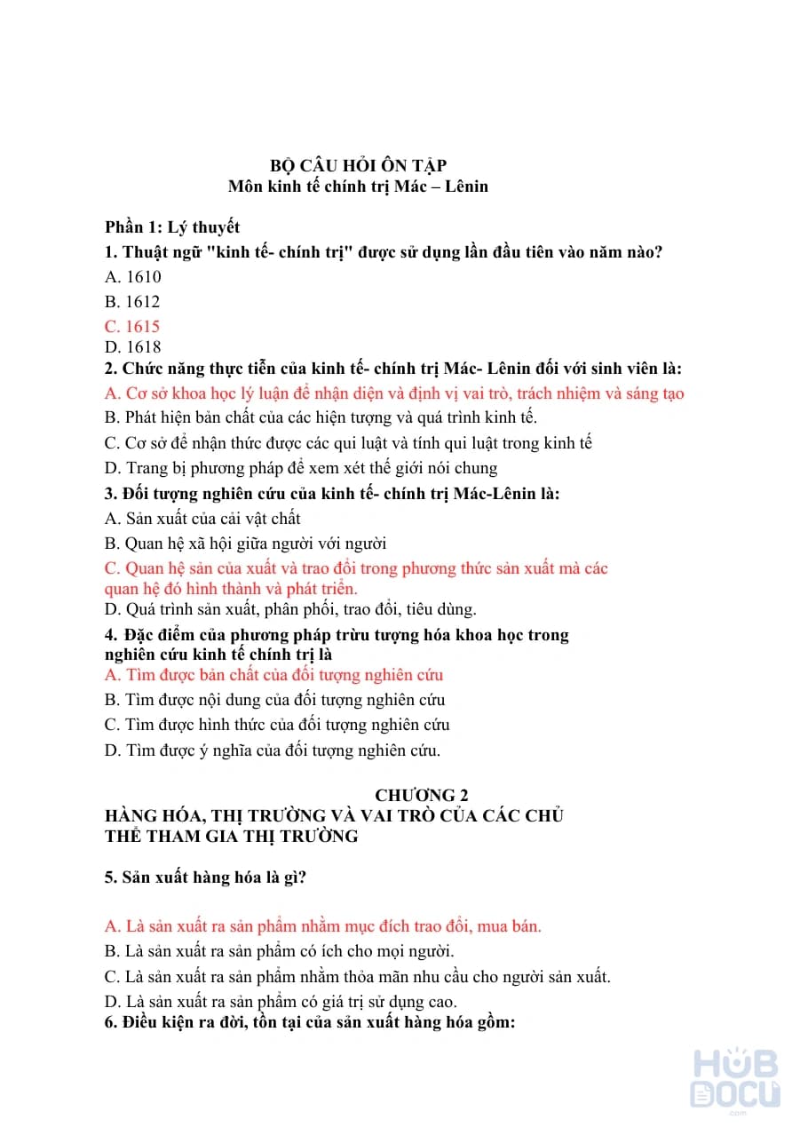 Bộ câu hỏi trắc nghiệm (phần 1)