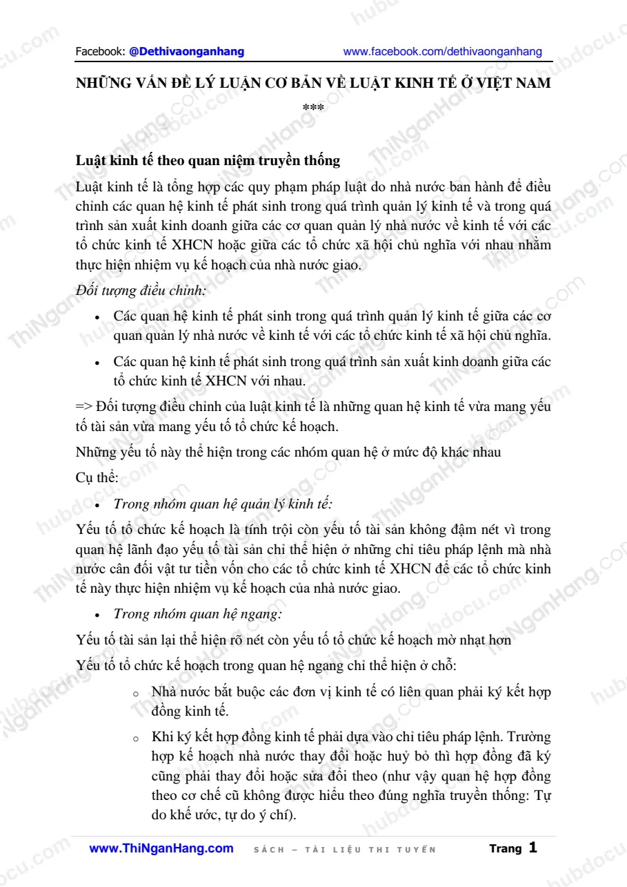 Những vấn đề lý luận cơ bản về Luật kinh tế ở Việt Nam