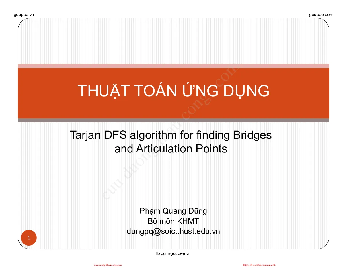 Applied Algorithms - Chapter 6.1 (HUST) Thầy Phạm Quang Dũng