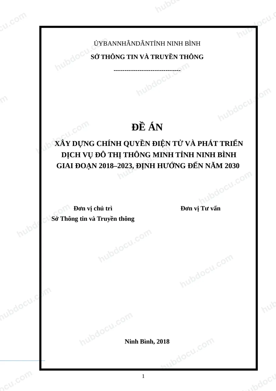 Đề án xây dựng chính quyền điện tử và phát triển dịch vụ đô thị thông minh tỉnh Ninh Bình giai đoạn 2018–2023, định hướng đến năm 2030