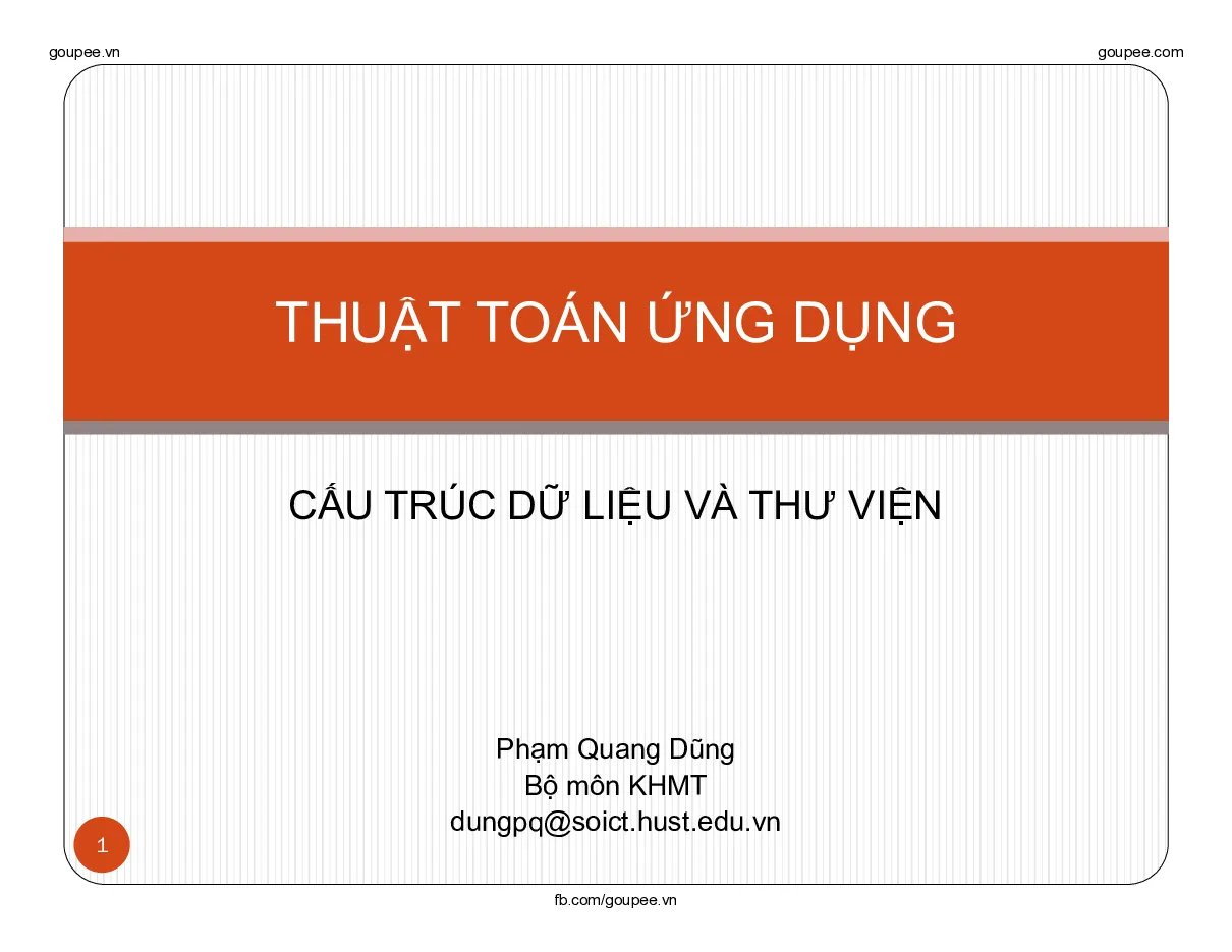 Applied Algorithms - Chapter 2 (HUST) Thầy Phạm Quang Dũng