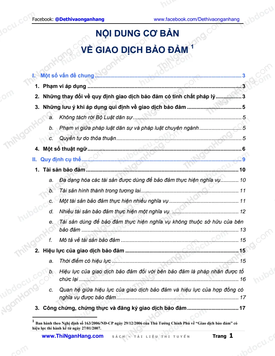 Nội dung cơ bản về Giao dịch bảo đảm