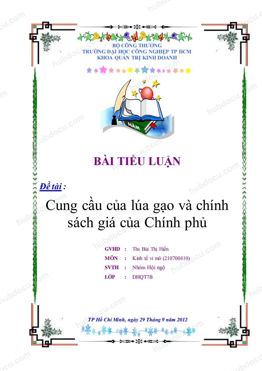 Tiểu luận Cung cầu của lúa gạo và chính sách giá của Chính phủ