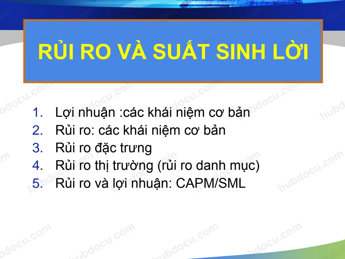 Rủi ro và Suất sinh lời