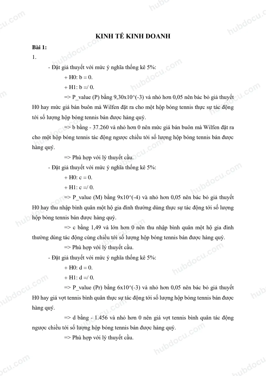 Bài tập - Kinh tế kinh doanh