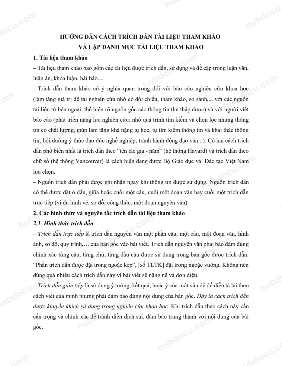 Hướng dẫn trích dẫn tài liệu tham khảo