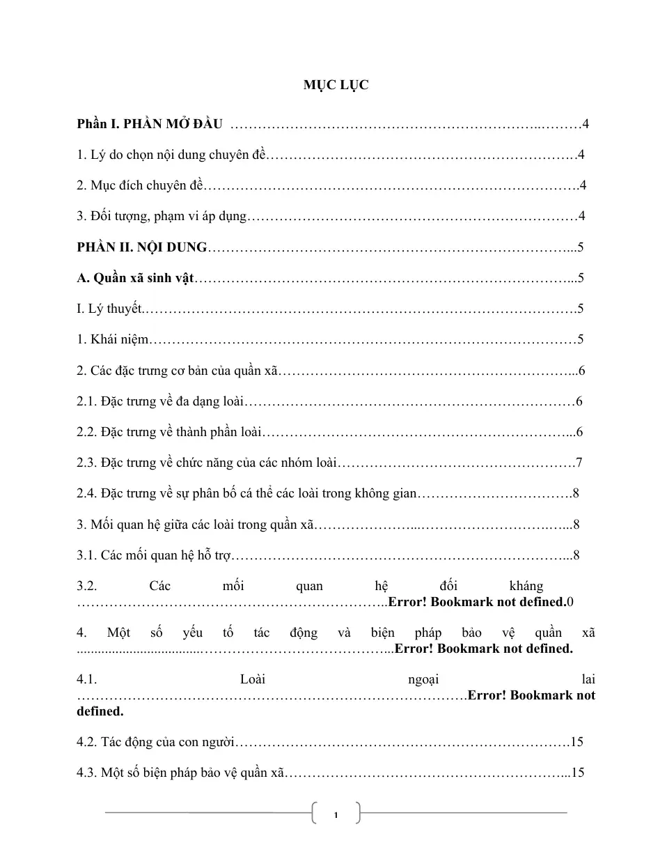 Chuyên đề môn Sinh học - Quần xã sinh vật và hệ sinh thái