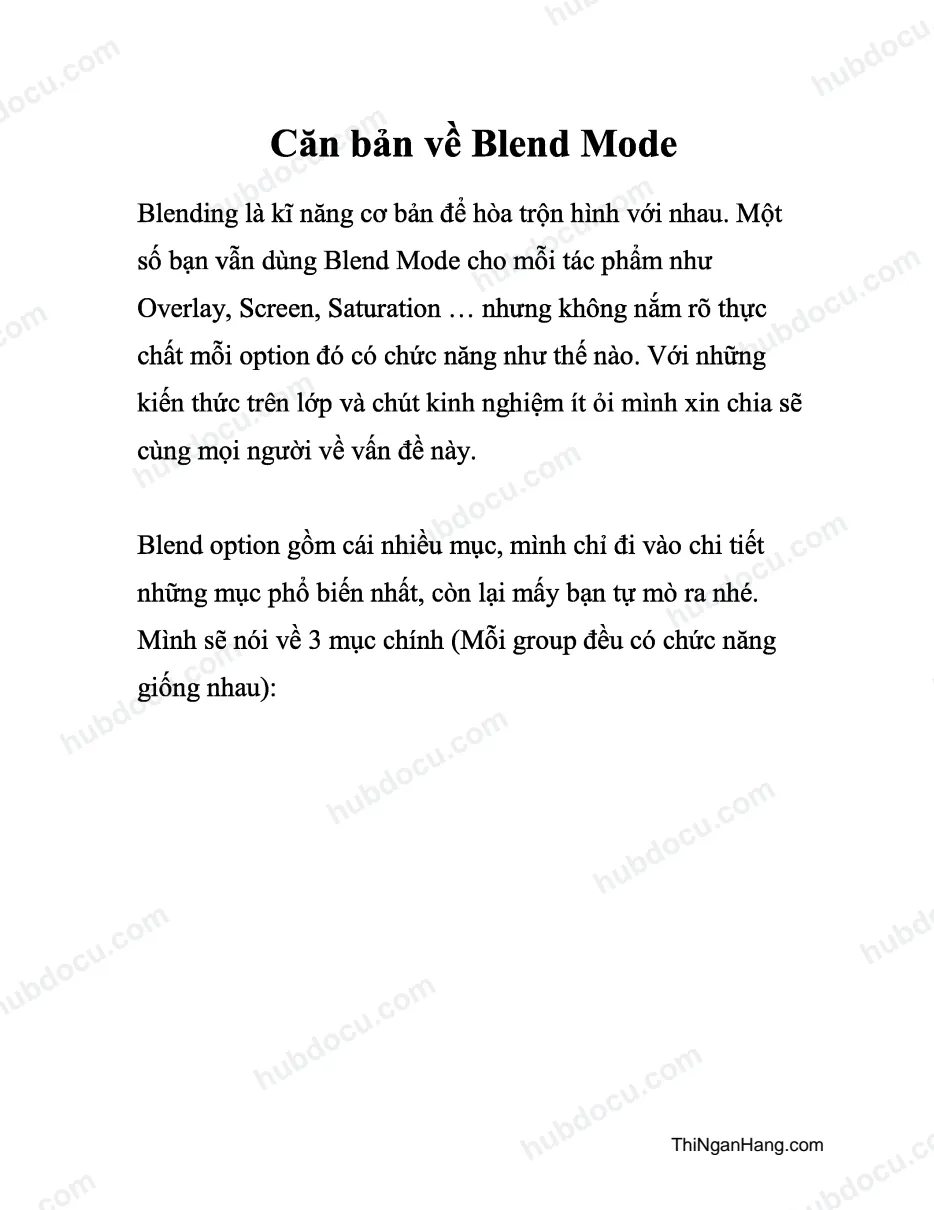Căn bản về Blend Mode