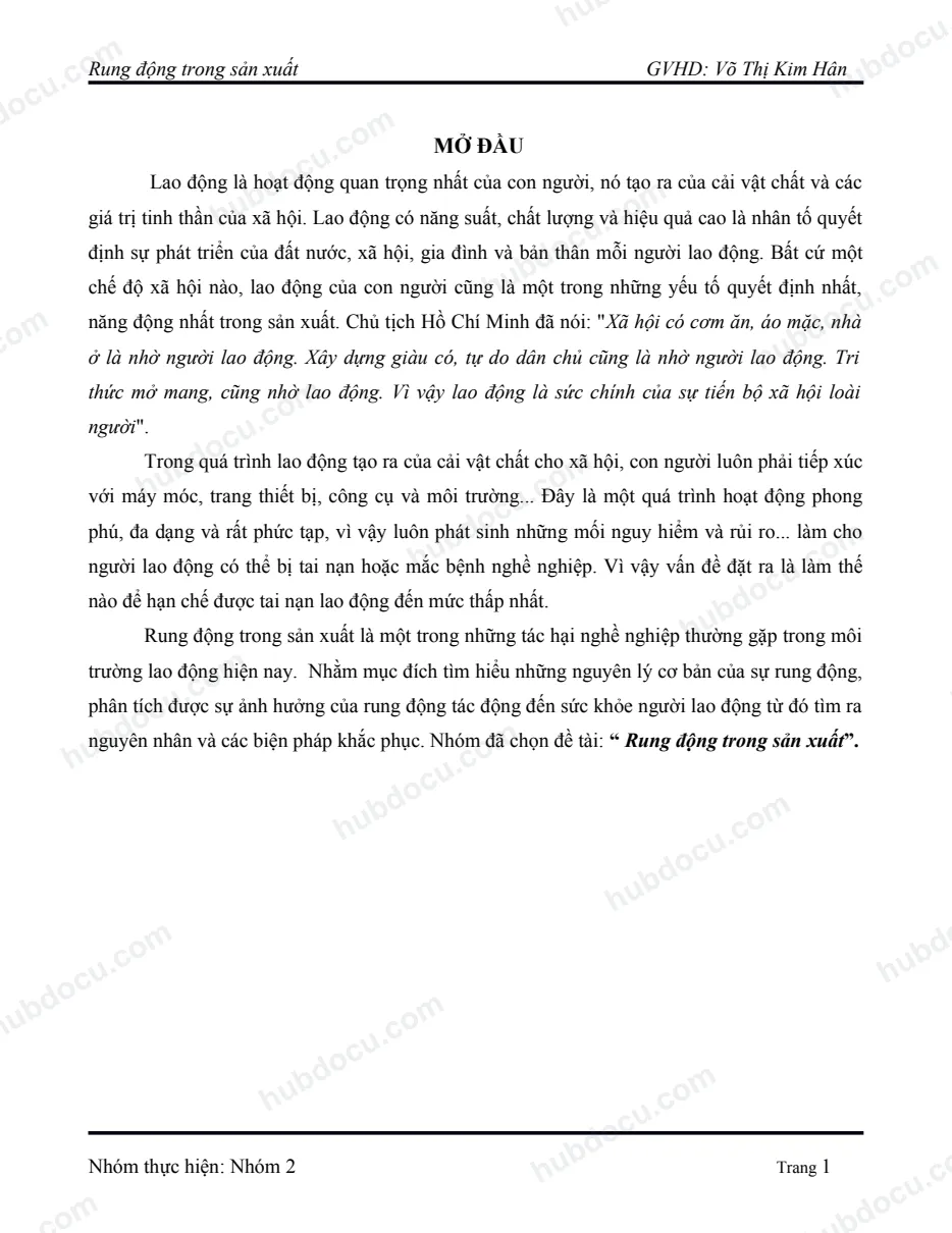 Tiểu Luận_ Bảo Hộ Lao Động Rung Động Trong Sản Xuất