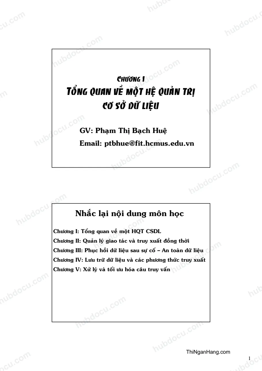 Tổng quan về hệ quản trị cơ sở dữ liệu