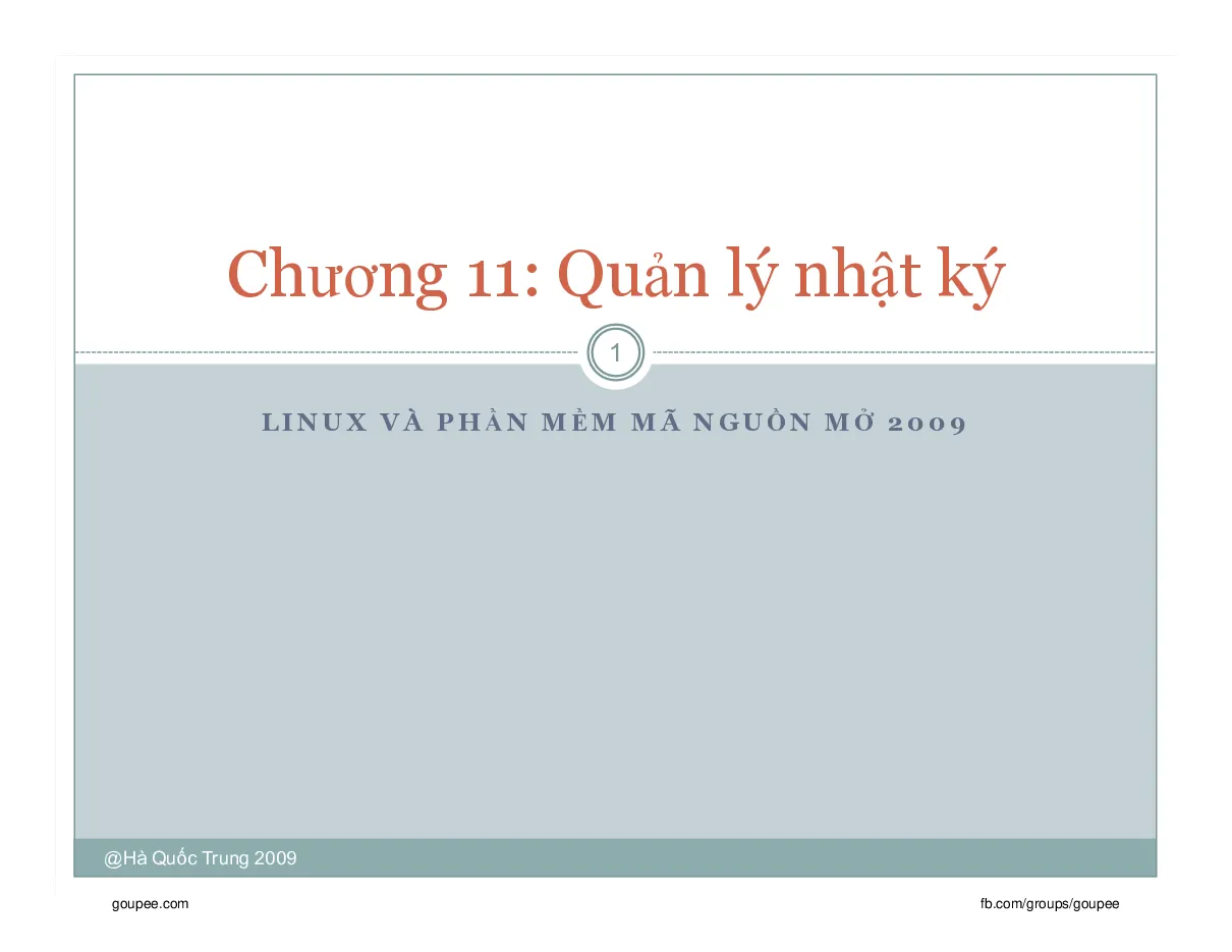 Linux Phần mềm mã nguồn mở (HUST) - C11.Quản lý nhật ký