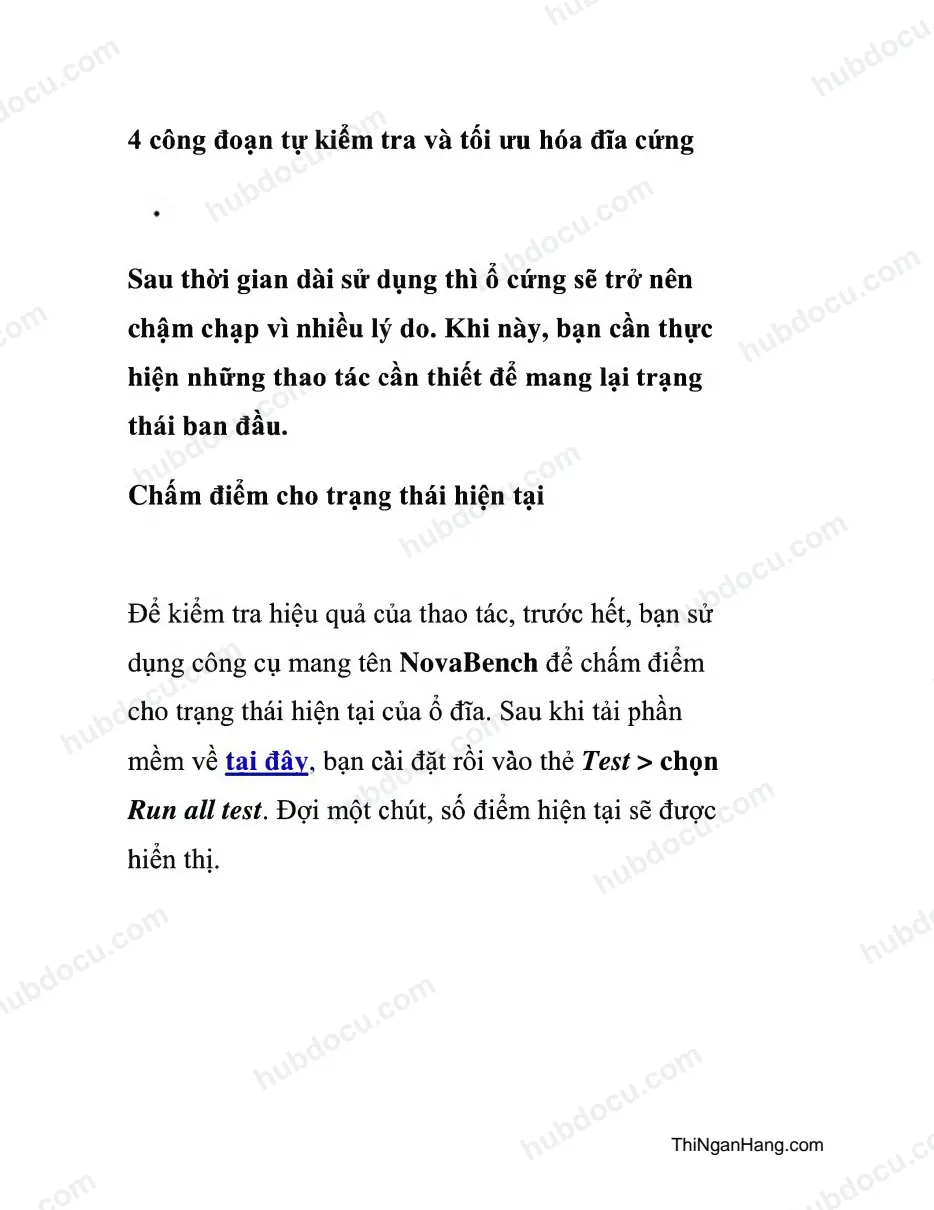 4 công đoạn tự kiểm tra và tối ưu hoá đĩa cứng