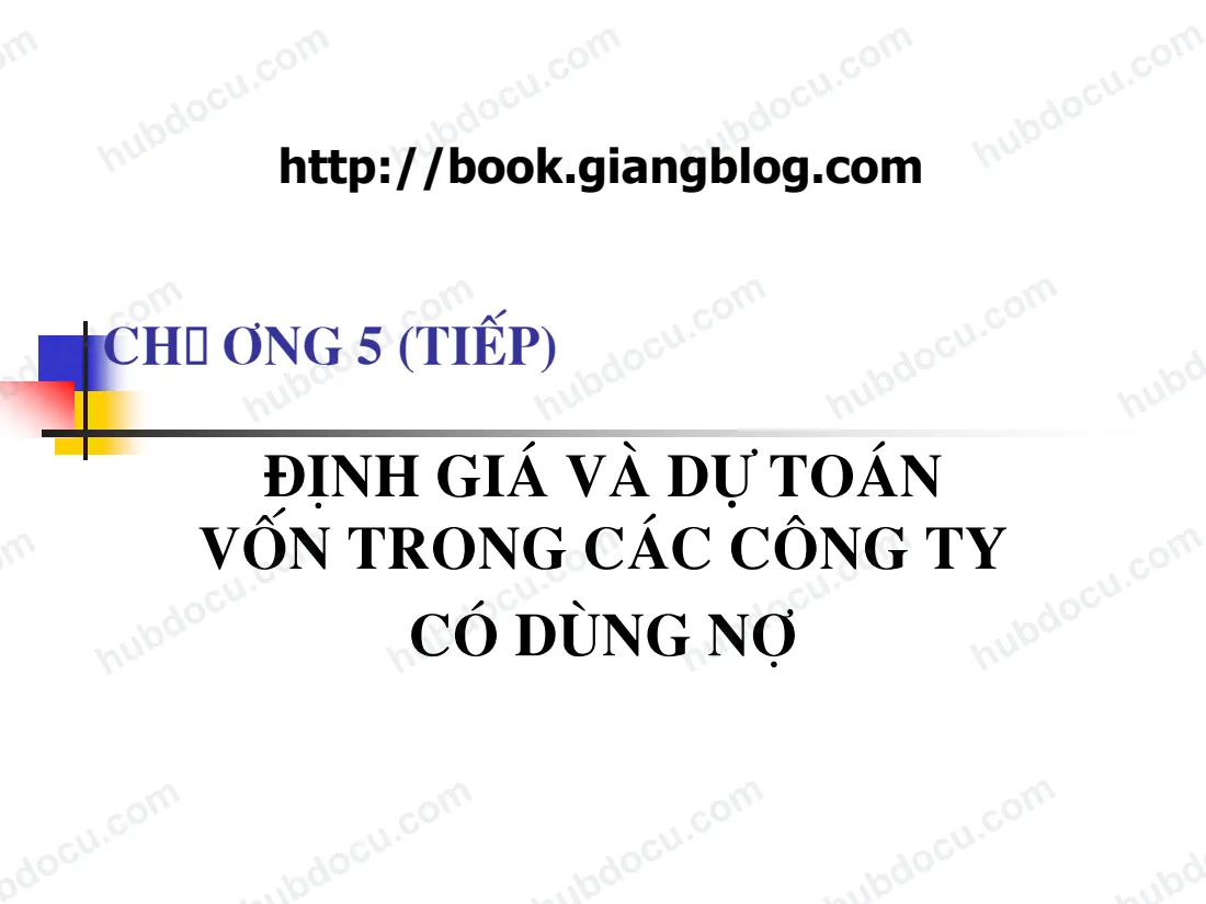 C5 (tiếp). Định giá và dự toán vốn trong Cty vay nợ - Slide Tài chính công ty nâng cao