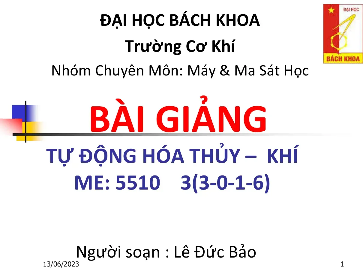 Tự động hóa thủy – khí (Chương IV) - Lê Đức Bảo