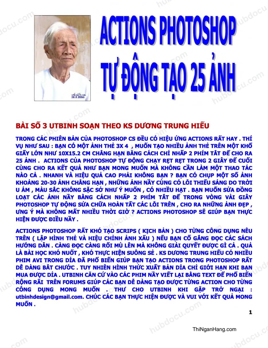 Actions photoshop - Tự động tạo 25 ảnh